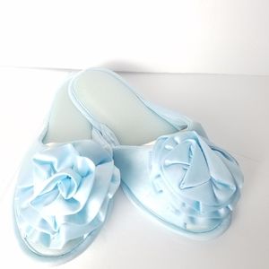 Vintage Rosette Bedroom Slippers Baby Blue Small